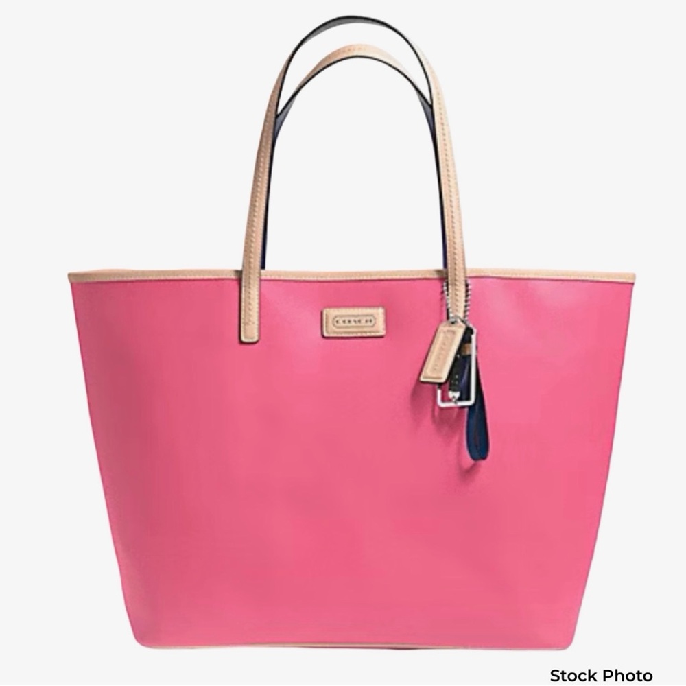 Coach Pink and Tan Tote Bag